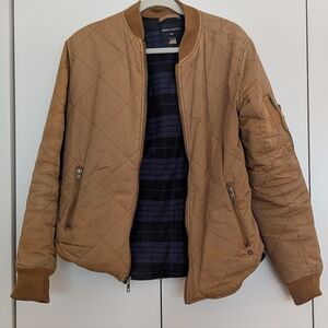 Tan Quilted Bomber Jacket